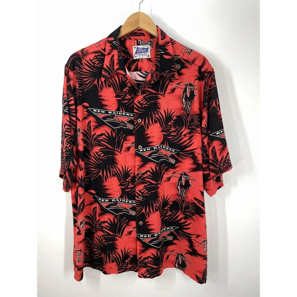 Texas Tech RED RAIDERS Hawaiian Shirt Reyn Spooner Rayon SZ XL (SEE FLAWS